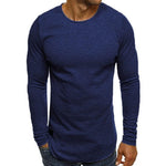 Men Long Sleeved Knitted Crew Neck T-shirt - Toplen