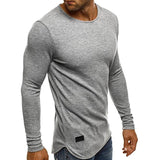 Men Long Sleeved Knitted Crew Neck T-shirt - Toplen