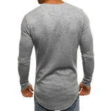 Men Long Sleeved Knitted Crew Neck T-shirt - Toplen