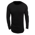 Men Long Sleeved Knitted Crew Neck T-shirt - Toplen