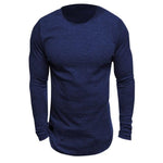 Men Long Sleeved Knitted Crew Neck T-shirt - Toplen