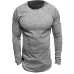 Men Long Sleeved Knitted Crew Neck T-shirt - Toplen