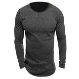 Men Long Sleeved Knitted Crew Neck T-shirt - Toplen