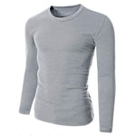 Long Sleeve Men Solid Color Plain Crew Neck T Shirts - Toplen