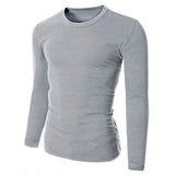 Long Sleeve Men Solid Color Plain Crew Neck T Shirts - Toplen