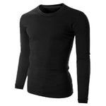 Long Sleeve Men Solid Color Plain Crew Neck T Shirts - Toplen