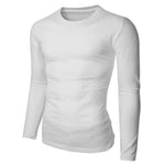 Long Sleeve Men Solid Color Plain Crew Neck T Shirts - Toplen