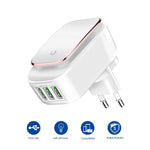 Travel Wall Charger 3 Port LED Night Lamp 17W AutoID Foldable Plug - Toplen