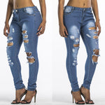 Women Ripped Skinny High Waist Jeans - Toplen