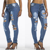 Women Ripped Skinny High Waist Jeans - Toplen