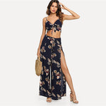 Multicolor Boho Floral Print Cami Top And Palazzo Pants Set - Toplen