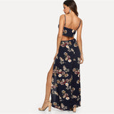 Multicolor Boho Floral Print Cami Top And Palazzo Pants Set - Toplen