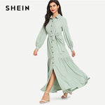 Women Abaya SHEIN Green Stand Collar Autumn Streetwear - Toplen