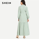 Women Abaya SHEIN Green Stand Collar Autumn Streetwear - Toplen