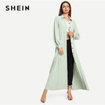 Women Abaya SHEIN Green Stand Collar Autumn Streetwear - Toplen