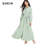 Women Abaya SHEIN Green Stand Collar Autumn Streetwear - Toplen