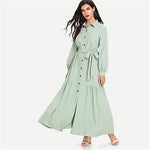 Women Abaya SHEIN Green Stand Collar Autumn Streetwear - Toplen