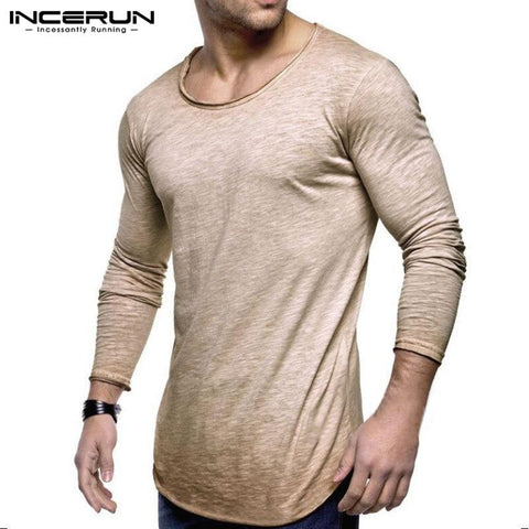 Men Fashion T Shirt Slim Fit O Neck Long Sleeve - Toplen