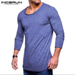 Men Fashion T Shirt Slim Fit O Neck Long Sleeve - Toplen