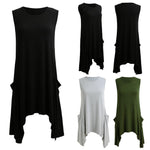 Women Sleeveless Pockets Tunic Tank Top - Toplen