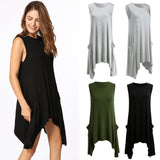 Women Sleeveless Pockets Tunic Tank Top - Toplen