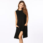 Women Sleeveless Pockets Tunic Tank Top - Toplen