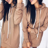 Ladies Long Sleeve Boho Hooded Top - Toplen