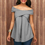 Women Off Shoulder Sleeveless Sweatshirt Pullover Tops - Toplen