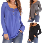 Womens Casual Long Sleeve Round Neck Hollow out Tops - Toplen