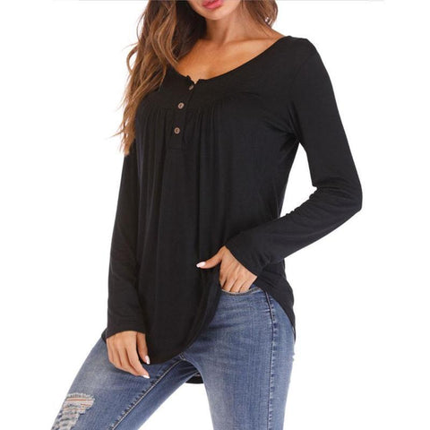 Womens Casual Long Sleeve Round Neck Hollow out Tops - Toplen