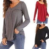 Womens Casual Long Sleeve Round Neck Hollow out Tops - Toplen