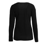 Women Lace Up T-Shirt Deep V-Neck Hollow Out Top Long Sleeve - Toplen