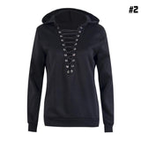 Womens V Neck Long Sleeve Hoodies - Toplen