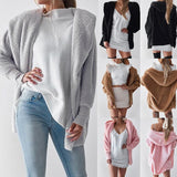 Womens Hooded Fluffy Winter Cardigan Overcoat - Toplen