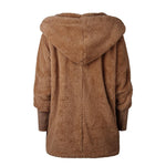 Womens Hooded Fluffy Winter Cardigan Overcoat - Toplen