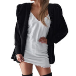 Womens Hooded Fluffy Winter Cardigan Overcoat - Toplen