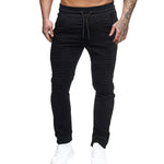 Men's Sport Striped Lashing Belts Casual Drawstring Pant - Toplen