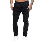 Men's Sport Striped Lashing Belts Casual Drawstring Pant - Toplen