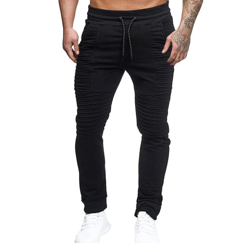 Men's Sport Striped Lashing Belts Casual Drawstring Pant - Toplen