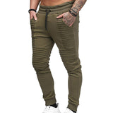 Men's Sport Striped Lashing Belts Casual Drawstring Pant - Toplen