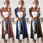 Womens Long Sleeve Velvet Open Front Casual Cardigans - Toplen