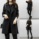 Women Long Sleeve Turn down Collar Casual Overcoat