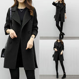 Women Long Sleeve Turn down Collar Casual Overcoat