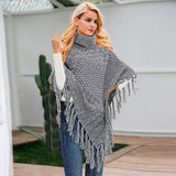Simple Knitted turtleneck cloak sweater
