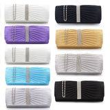 Ladies Designer Satin Diamante Party Wedding Clutch Purse
