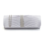 Ladies Designer Satin Diamante Party Wedding Clutch Purse