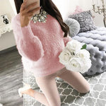 Fashion Women Long Sleeve Fluffy Sweater Jumper Pullover Sweatshirt - Toplen