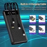 Power Bank 20000mAh LCD Built-in 4 Cables Portable Charger