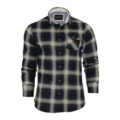 Mens Check Shirt Brave Soul Flannel Brushed Cotton Long Sleeve - Toplen