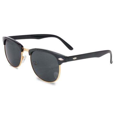 Classic Unisex Retro Black & Gold Clubmaster Sunglasses Full UV400 - Toplen